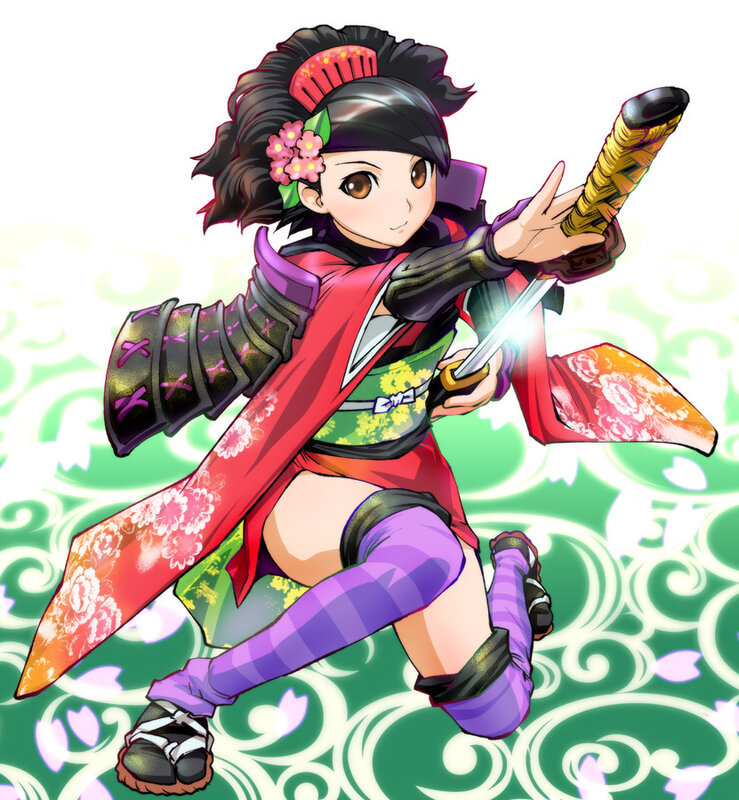 Anime Girl with Sword — Red, Dynamic, Kimono