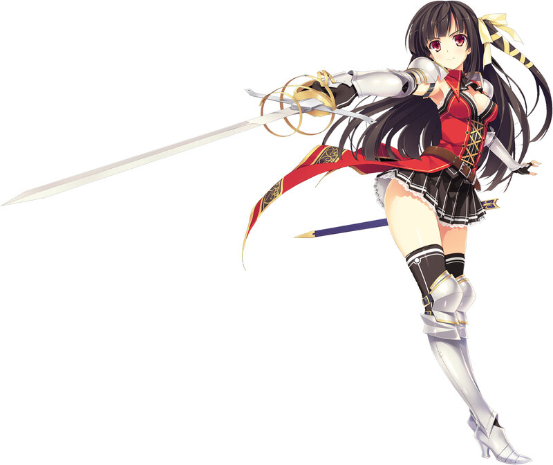 Anime Girl with Sword — Red, Dynamic, Skirt