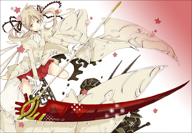 Anime Girl with Sword — Red, Dynamic