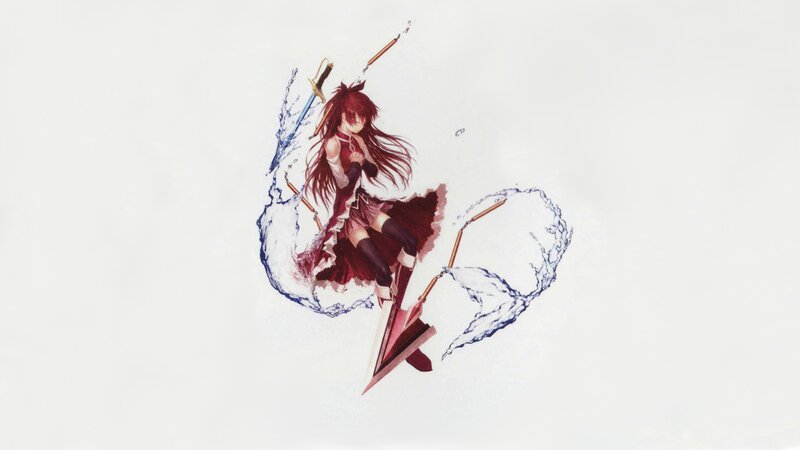 Anime Girl with Sword — Red, Dynamic, Water