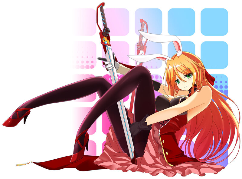 Anime Girl with Sword — Red, Playful