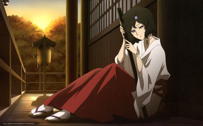 Anime Girl with Sword — Red, Serene, Sunset