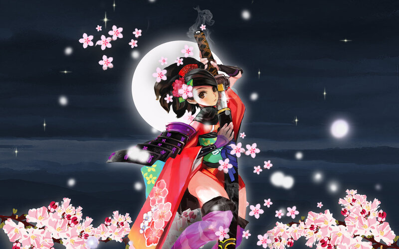 Anime Girl with Sword — Red