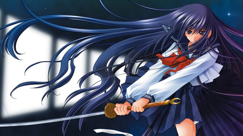 Anime Girl with Sword — School Uniform