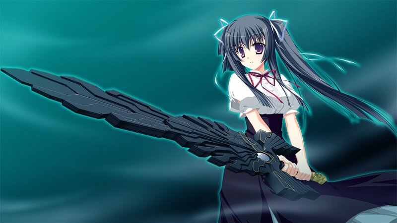 Anime Girl with Sword — Teal, Dramatic, Cat Ears