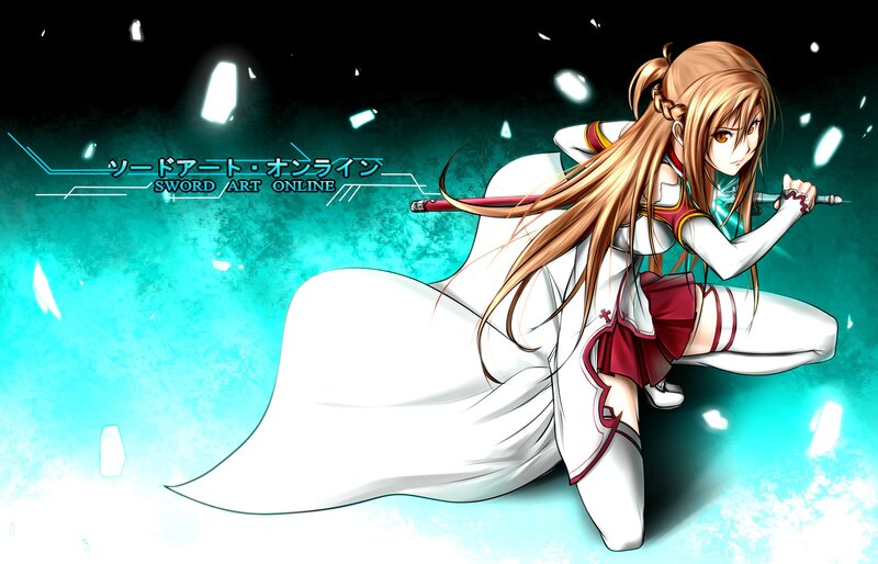 Anime Girl with Sword — Teal, Dramatic, Long Hair