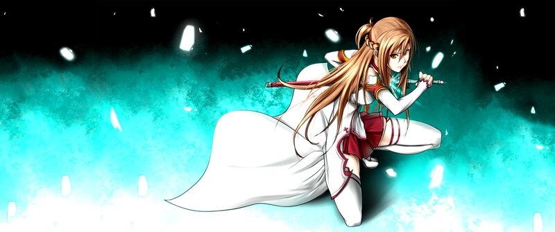 Anime Girl with Sword — Teal, Dramatic, Night
