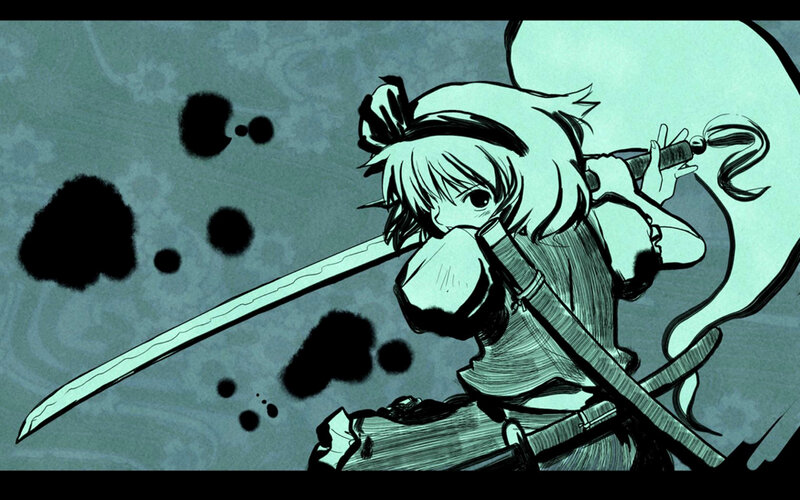 Anime Girl with Sword — Teal, Dramatic