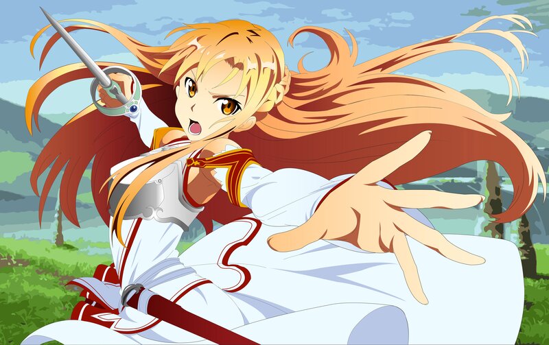Anime Girl with Sword — White, Action, Afternoon