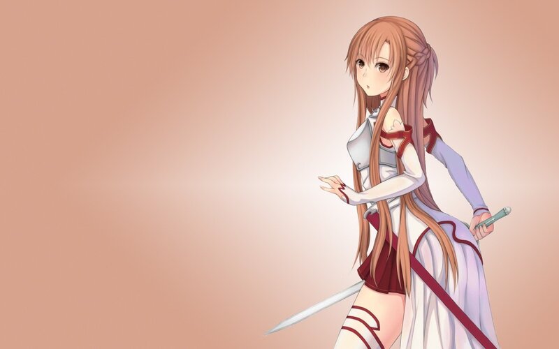 Anime Girl with Sword — White, Calm, Armor, Long Hair