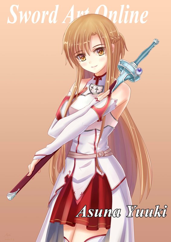 Anime Girl with Sword — White, Calm, Digital Art, Dress