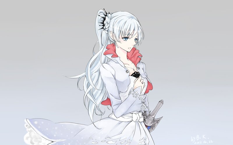 Anime Girl with Sword — White, Calm, Digital Art, White Dress