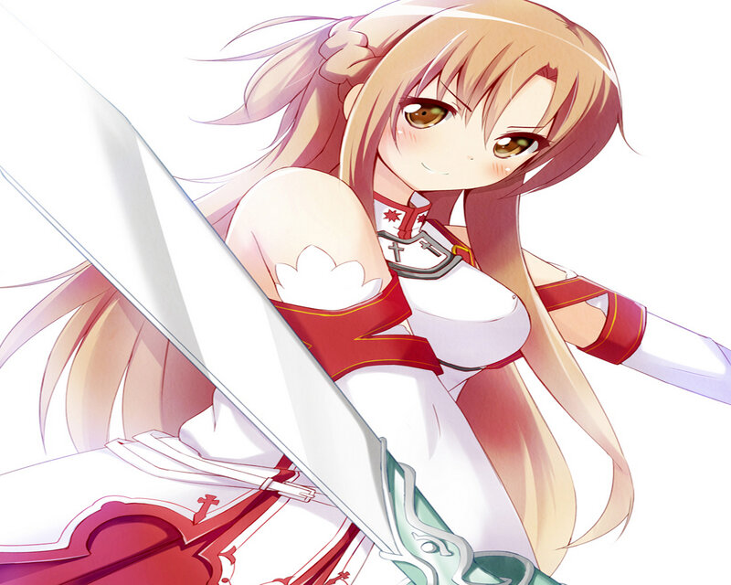 Anime Girl with Sword — White, Calm, Long Hair