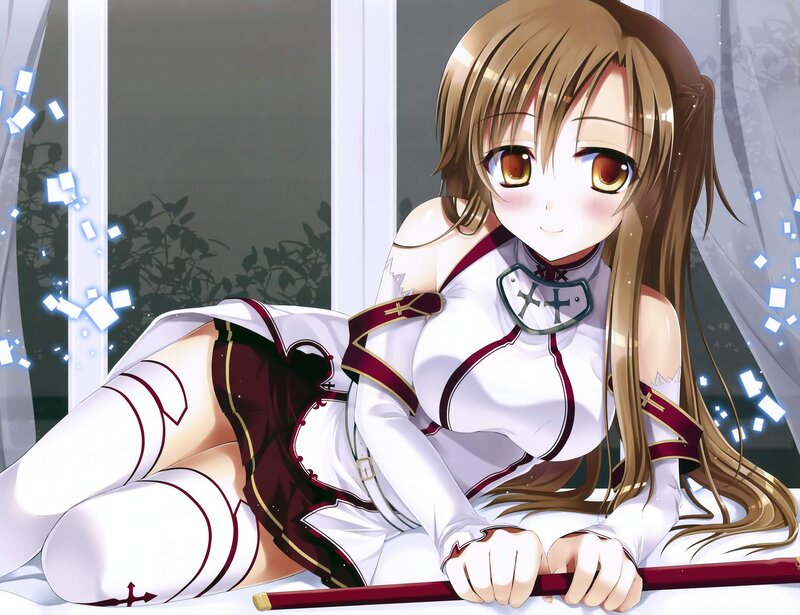 Anime Girl with Sword — White, Calm, Night