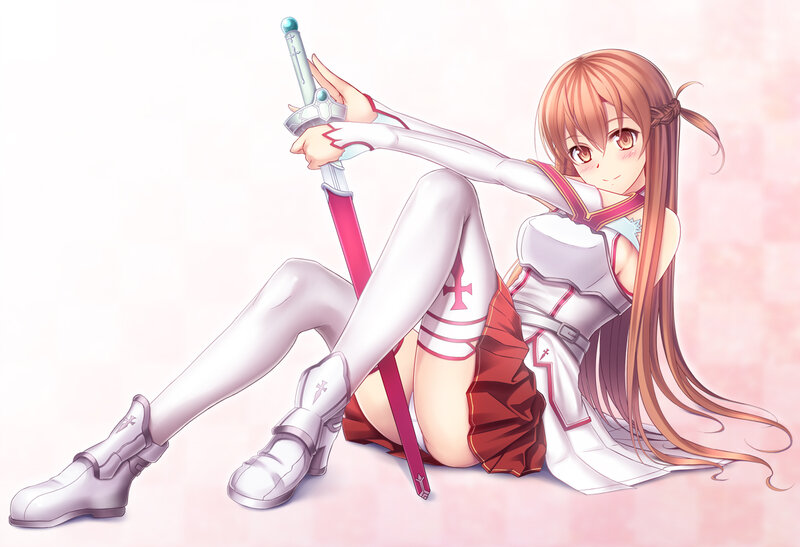Anime Girl with Sword — White, Calm, White Armor