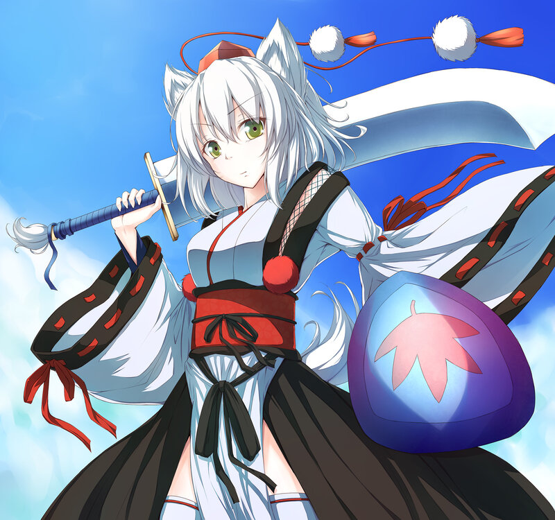 Anime Girl with Sword — White, Dramatic, Afternoon