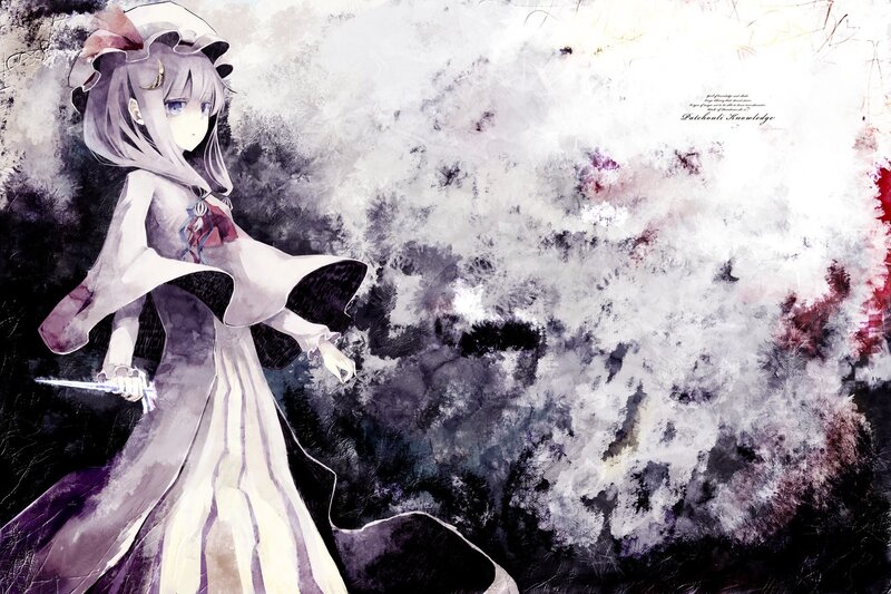 Anime Girl with Sword — White, Dramatic, Digital Art, Dress, Hat, Black