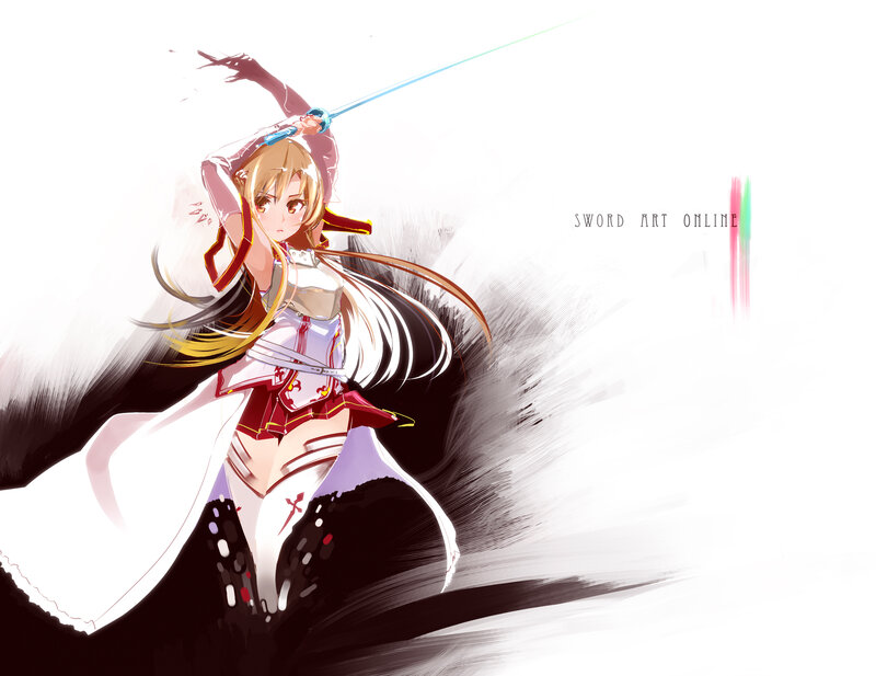 Anime Girl with Sword — White, Dramatic, Digital Art, Long Hair, White Cape