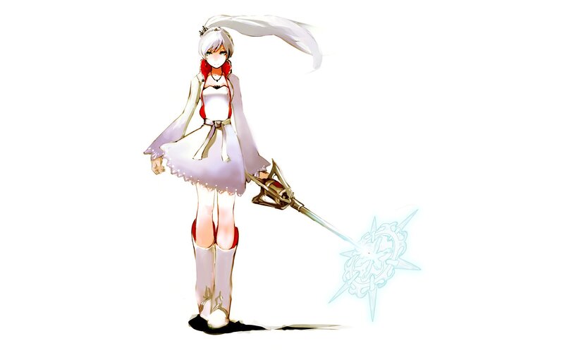 Anime Girl with Sword — White, Dramatic, Digital Art, Magic Effect