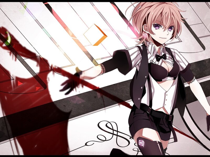 Anime Girl with Sword — White, Dramatic, Digital Art, Shadow
