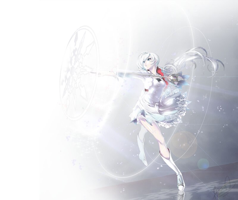 Anime Girl with Sword — White, Dramatic, Digital Art, Shield