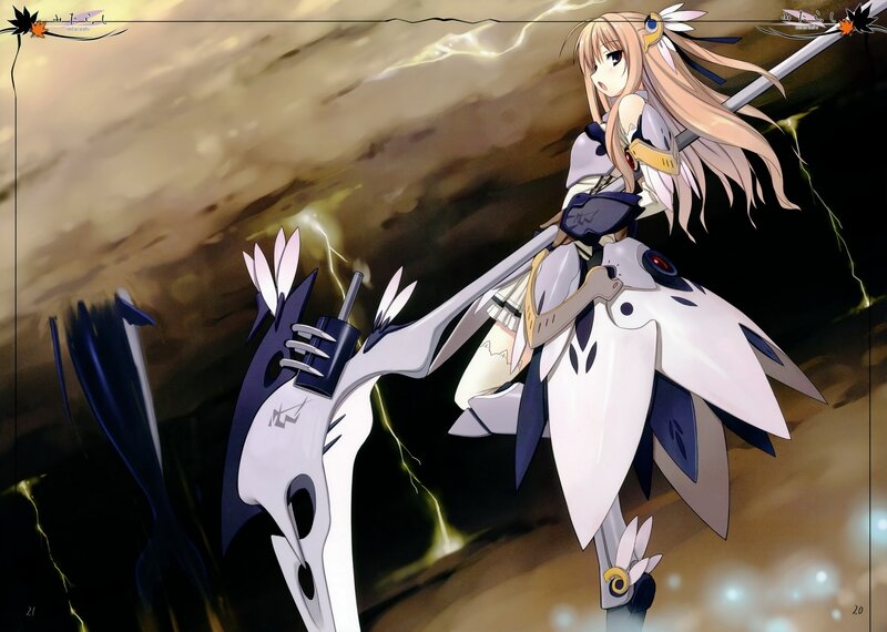 Anime Girl with Sword — White, Dramatic, Lightning