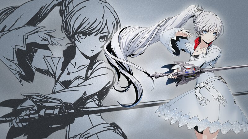 Anime Girl with Sword — White, Dramatic, Long Hair, Dress