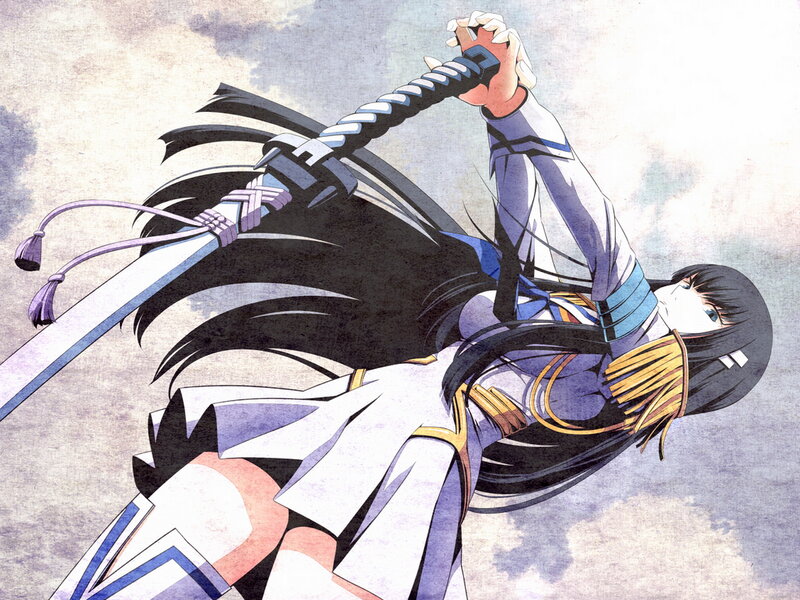 Anime Girl with Sword — White, Dramatic, Long Hair, Military Uniform