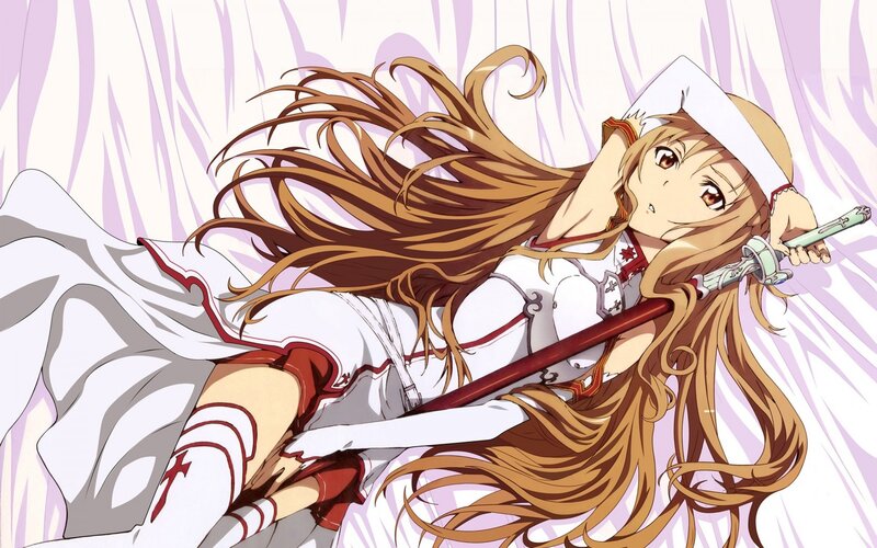 Anime Girl with Sword — White, Dramatic, Long Hair, White Dress