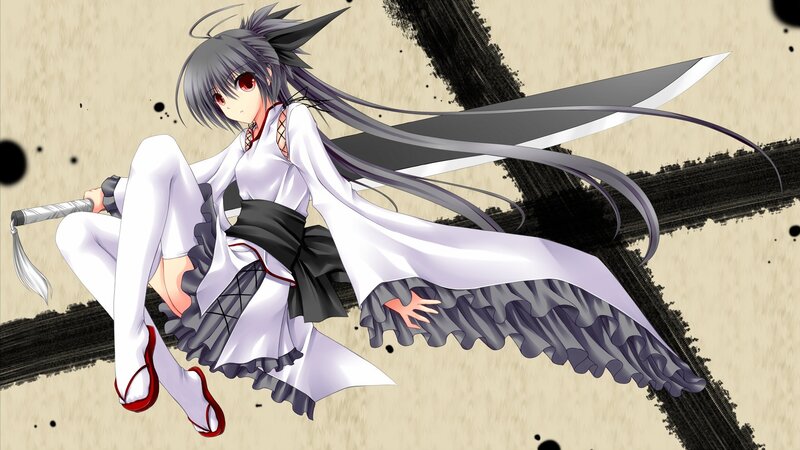Anime Girl with Sword — White, Dramatic, Long Hair, White Outfit