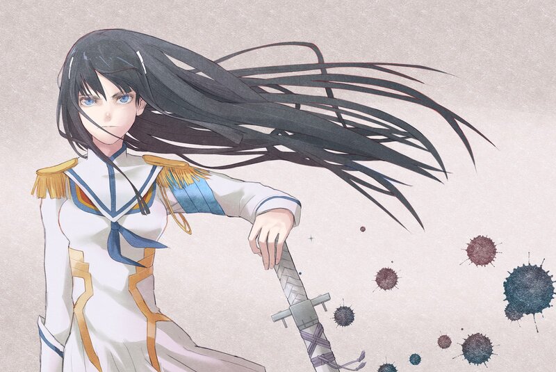 Anime Girl with Sword — White, Dramatic, Manga, Long Hair