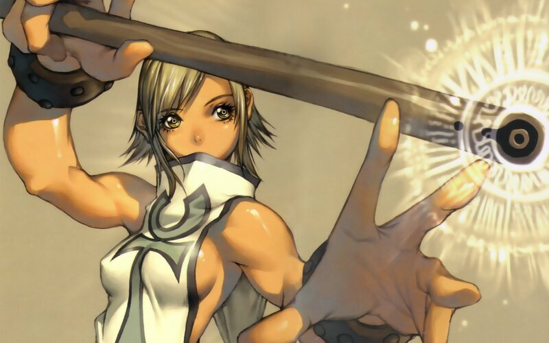 Anime Girl with Sword — White, Dramatic, Manga, Magic Circle, Hand