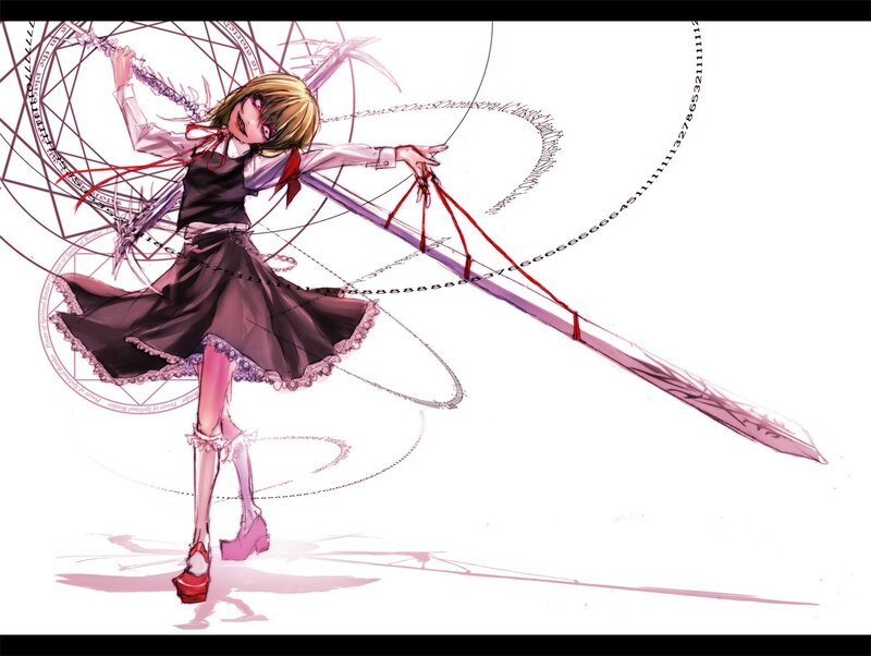 Anime Girl with Sword — White, Dramatic, Manga, Magic Circle