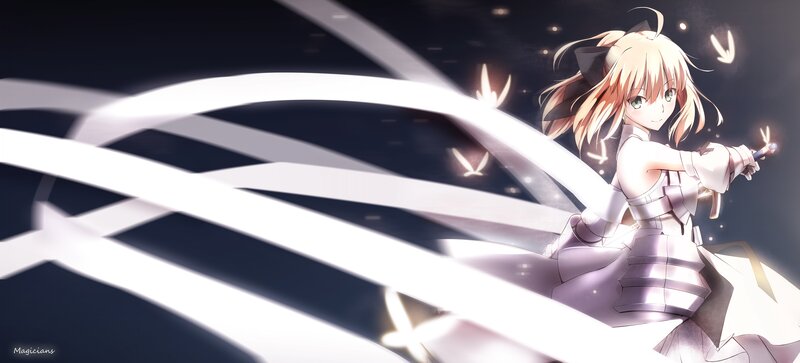 Anime Girl with Sword — White, Dramatic, Night, Digital Art, Armor