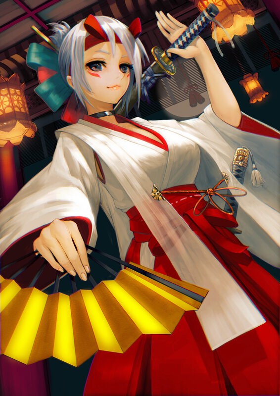 Anime Girl with Sword — White, Dramatic, Night, Digital Art, Fan