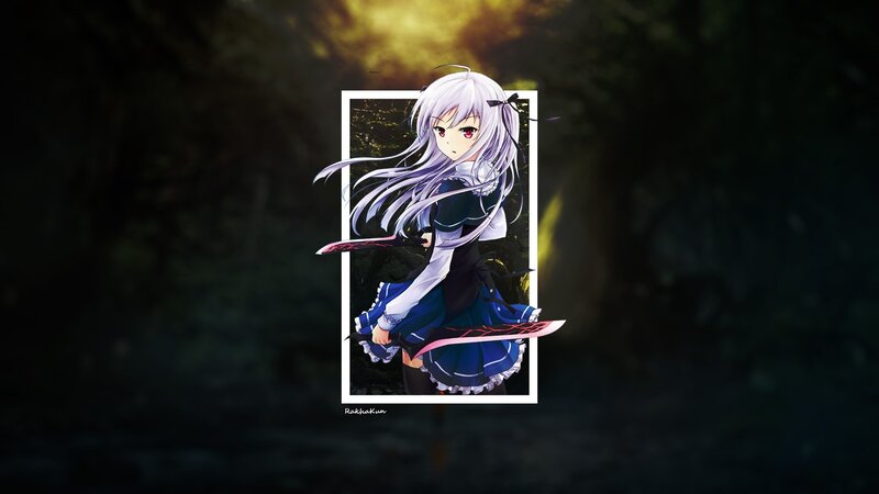Anime Girl with Sword — White, Dramatic, Night, Forest