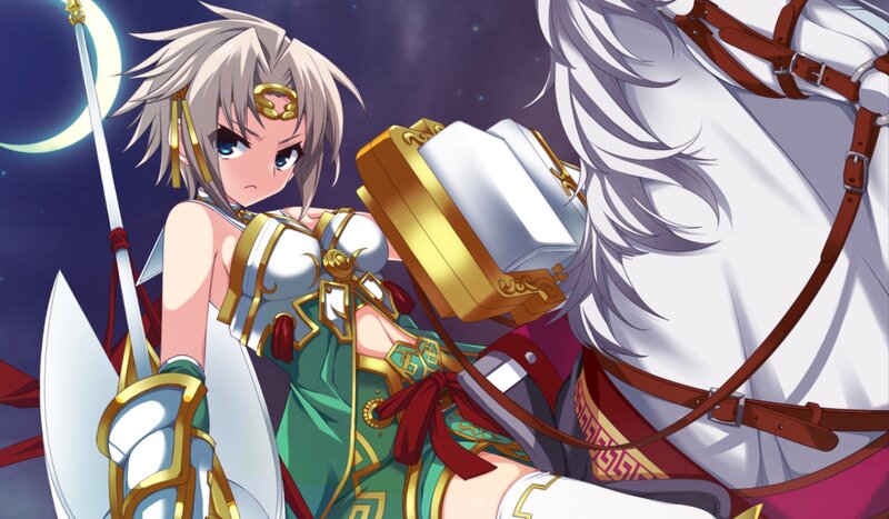 Anime Girl with Sword — White, Dramatic, Night, Horse