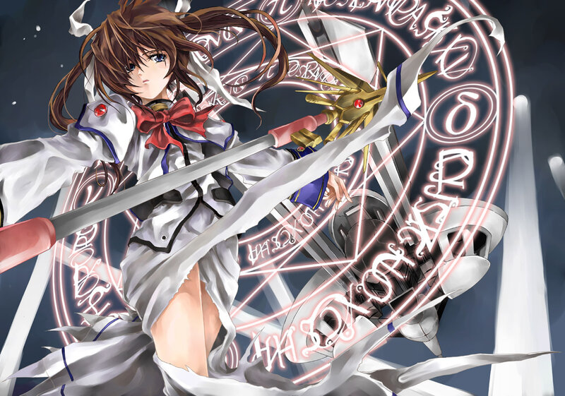 Anime Girl with Sword — White, Dramatic, Night, Magic Circle