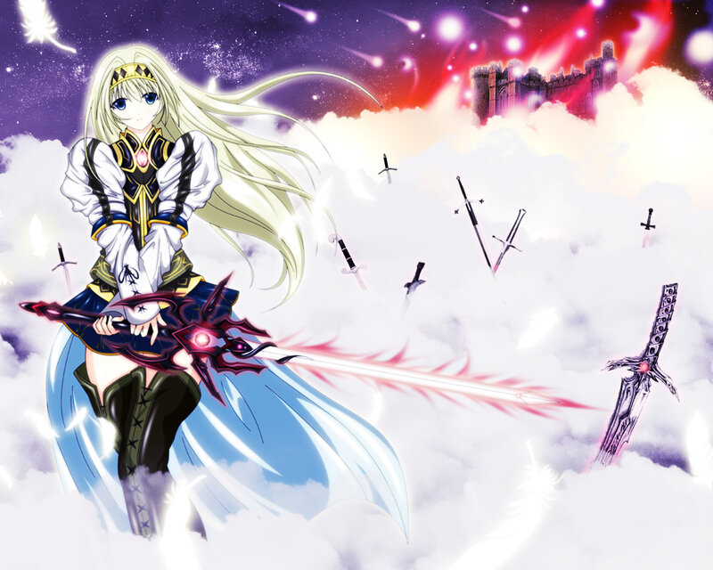 Anime Girl with Sword — White, Dramatic, Night, Swords