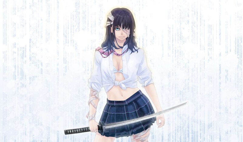 Anime Girl with Sword — White, Dramatic, School Uniform, Bandages