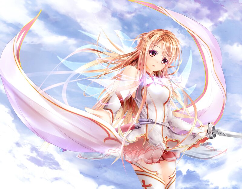 Anime Girl with Sword — White, Dramatic, Skirt