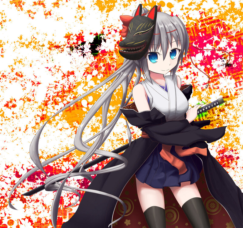Anime Girl with Sword — White, Dynamic, Autumn