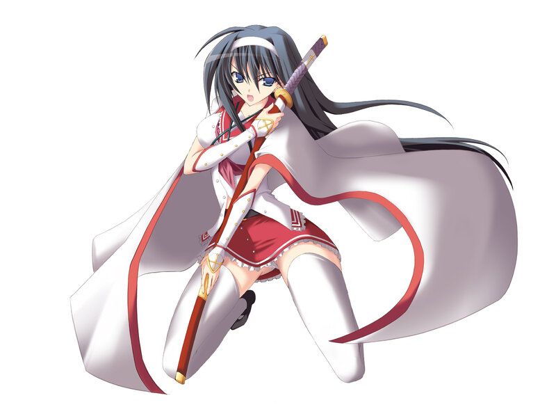 Anime Girl with Sword — White, Dynamic, Cape