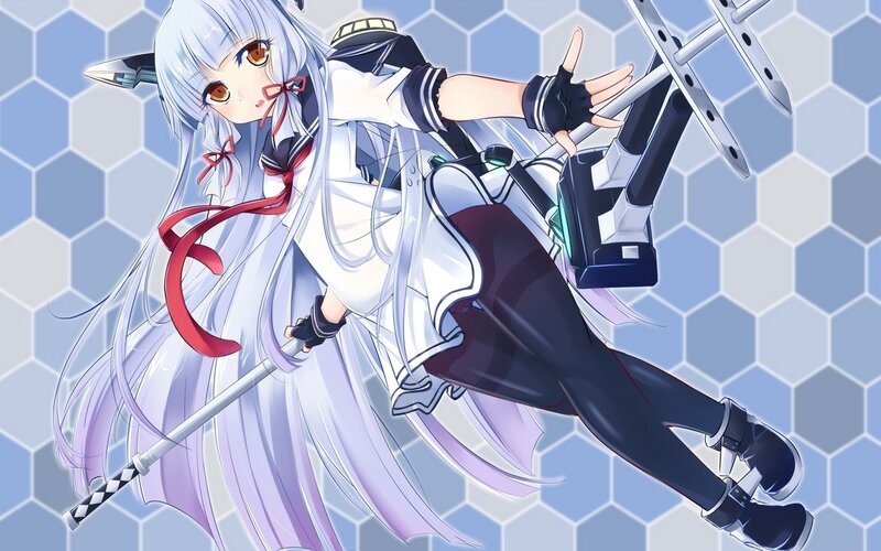Anime Girl with Sword — White, Dynamic, Cat Ears