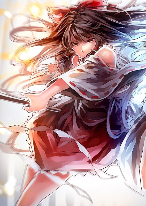 Anime Girl with Sword — White, Dynamic, Digital Art, Long Hair