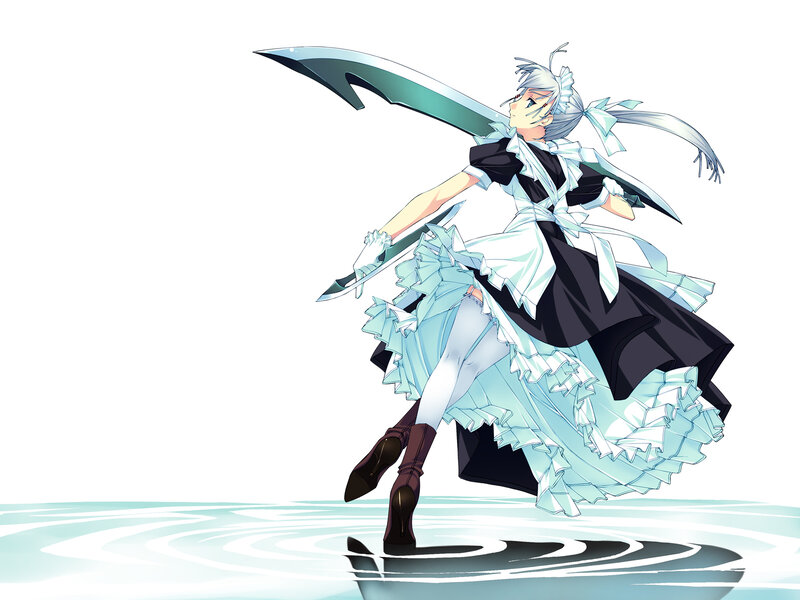 Anime Girl with Sword — White, Dynamic, Digital Art