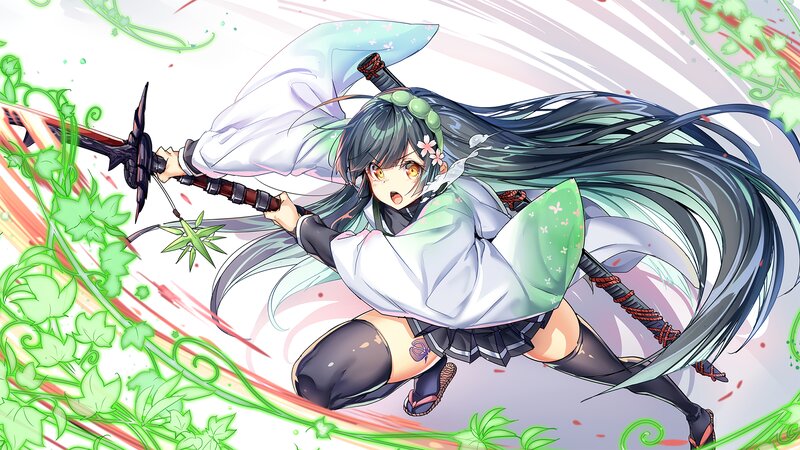 Anime Girl with Sword — White, Dynamic, Intense