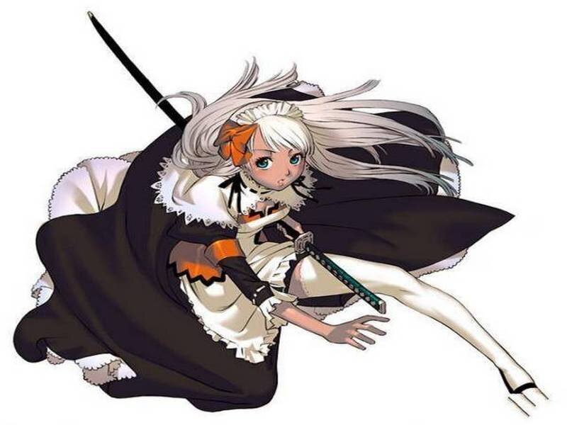 Anime Girl with Sword — White, Dynamic, Manga