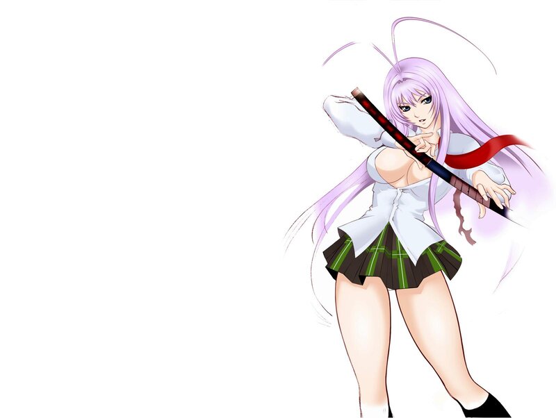 Anime Girl with Sword — White, Dynamic, School Uniform