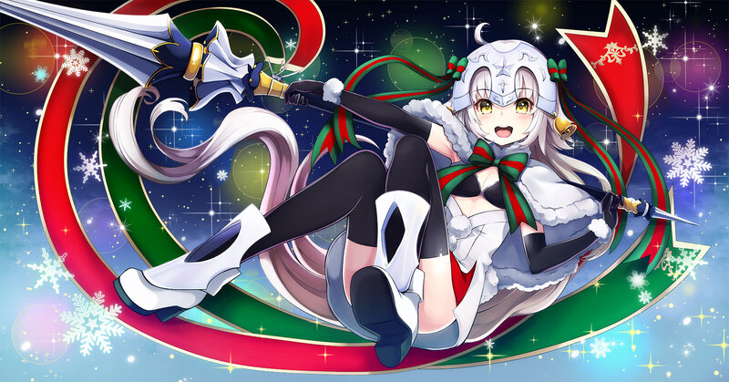 Anime Girl with Sword — White, Festive